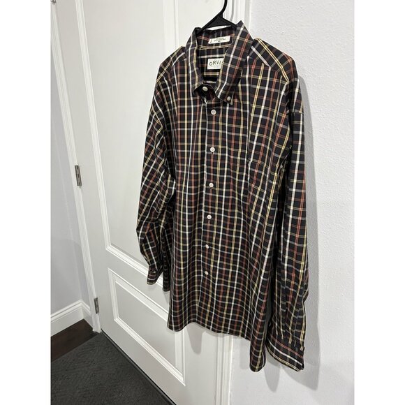 Orvis Plaid Long Sleeve Button Down Shirt Black Multi Sz XXL Classic Office Work - Picture 3 of 9